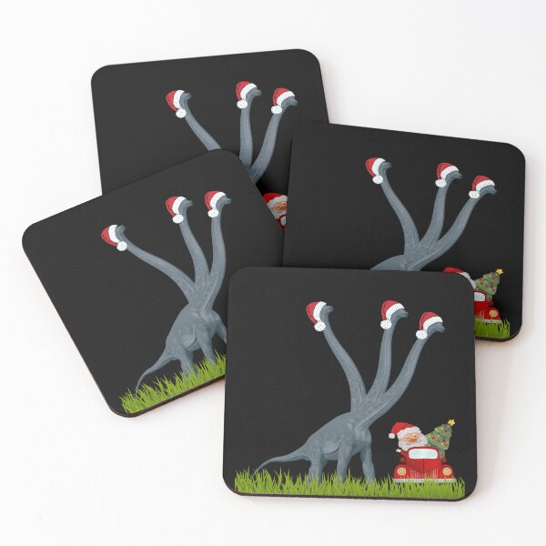 Item preview, Dinosaur Christmas with Santa Claus 2 (in black) | 3-necked dinosaur | Merry Xmas designed and sold by CosmicStory.