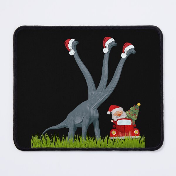 Item preview, Dinosaur Christmas with Santa Claus 2 (in black) | 3-necked dinosaur | Merry Xmas designed and sold by CosmicStory.