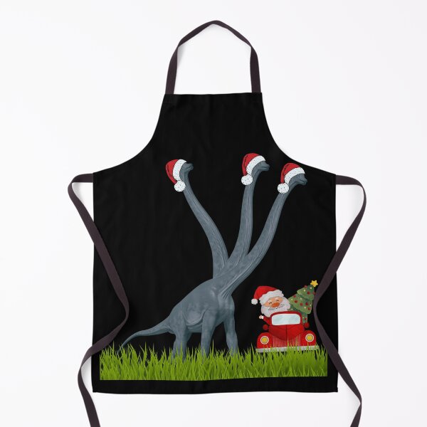 Item preview, Dinosaur Christmas with Santa Claus 2 (in black) | 3-necked dinosaur | Merry Xmas designed and sold by CosmicStory.