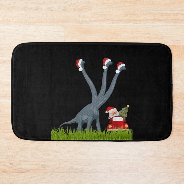 Item preview, Dinosaur Christmas with Santa Claus 2 (in black) | 3-necked dinosaur | Merry Xmas designed and sold by CosmicStory.