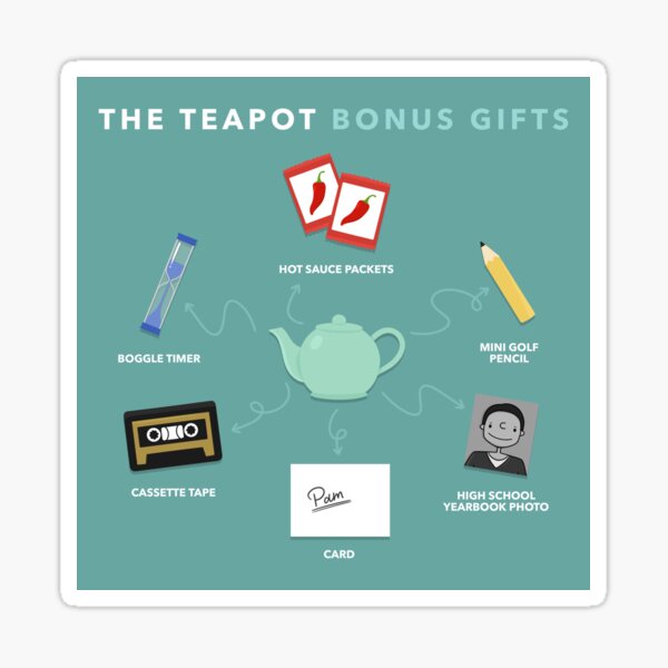 "The Office Teapot Bonus Gifts" Sticker for Sale by cutermelon Redbubble
