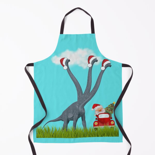 Item preview, Dinosaur Christmas with Santa Claus 2 (in blue) | 3-necked dinosaur | Merry Xmas designed and sold by CosmicStory.