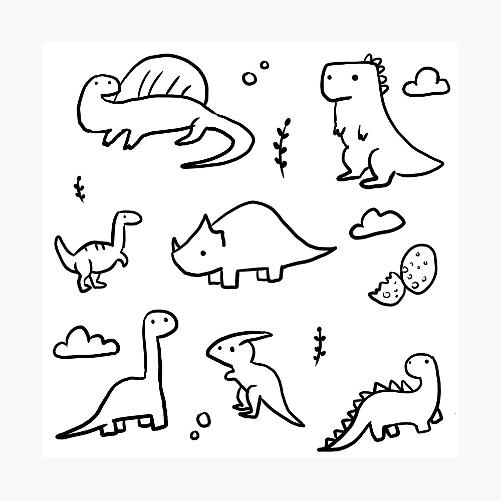 Cute dinosaur doodles  Poster