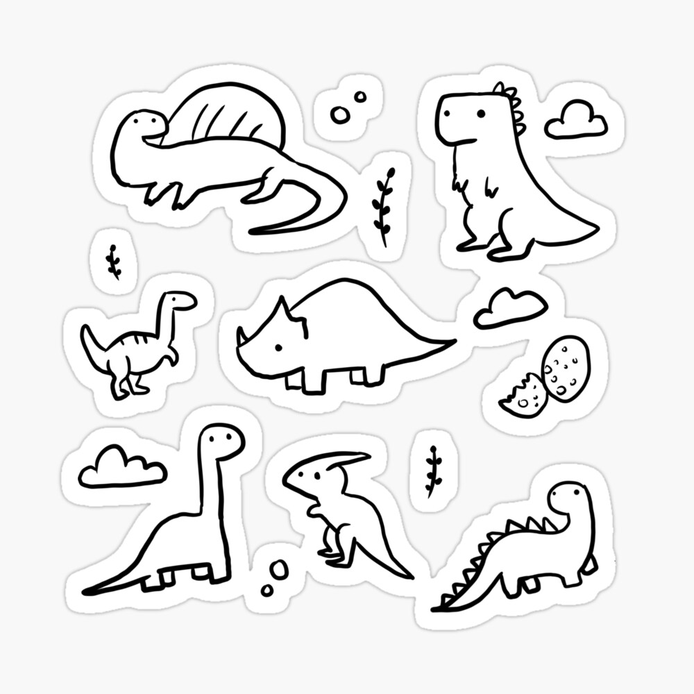 Cute dinosaur doodles  Poster