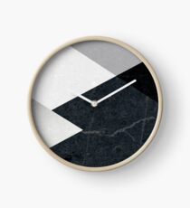 Geometrics - marble & silver Clock