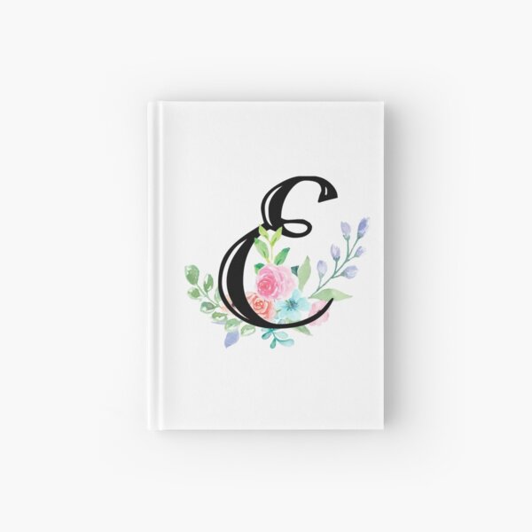 Girly Watercolor Floral Initial - E Hardcover Journal