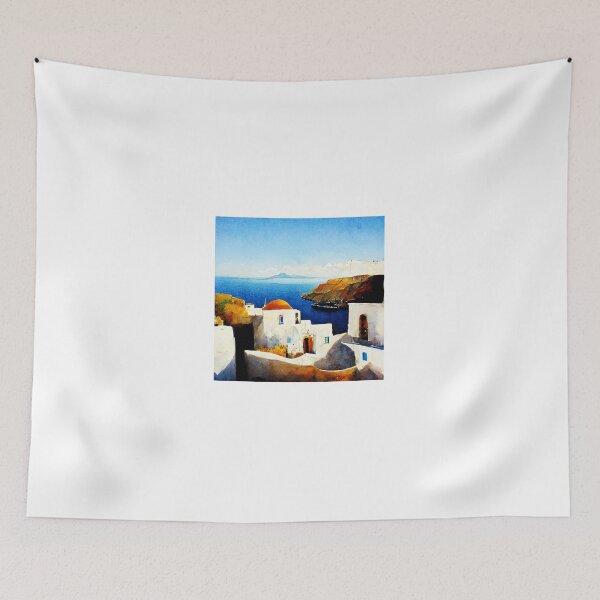 Item preview, Greece coastal picturesque art designed and sold by kempyumcha.