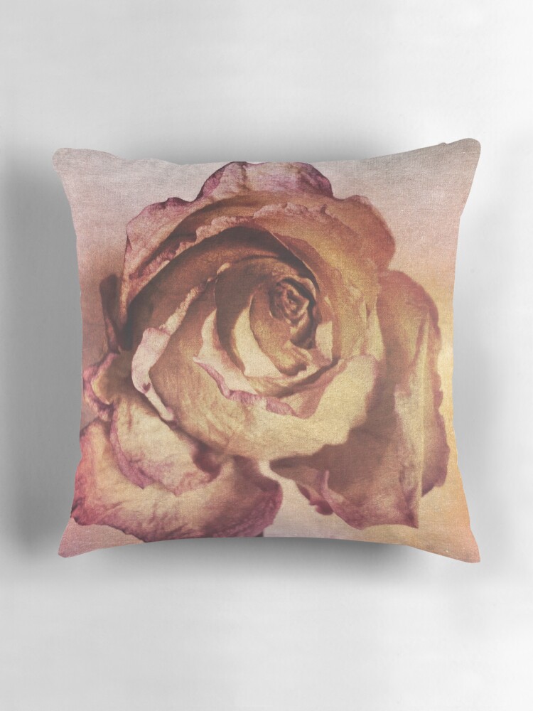 Thumbnail 3 of 4, Pillow, Rose in Time - Flower Lovers - Vintage Dusty Pink Rose Art designed and sold by OneDayArt.