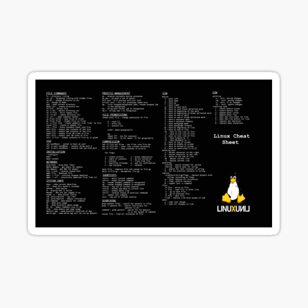 "Linux Cheat Sheet" Sticker for Sale by firebladee | Redbubble