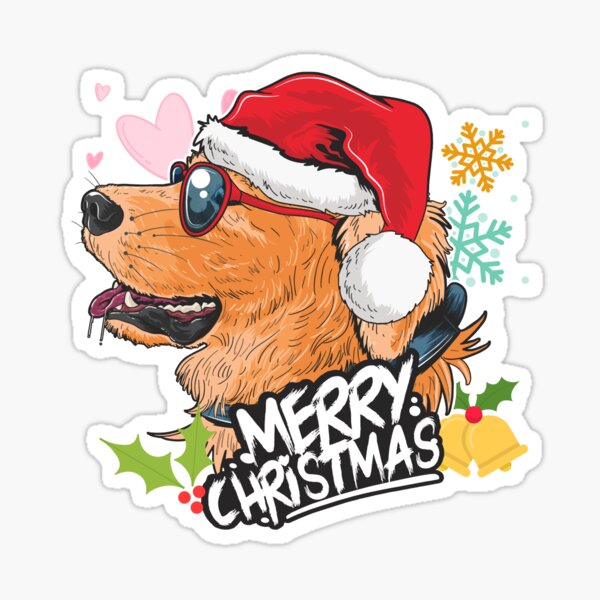 Item preview, Süßer Golden Retriever-Hund, der einen Weihnachtsmann-Hut und eine Sonnenbrille trägt designed and sold by Dewlangrial.