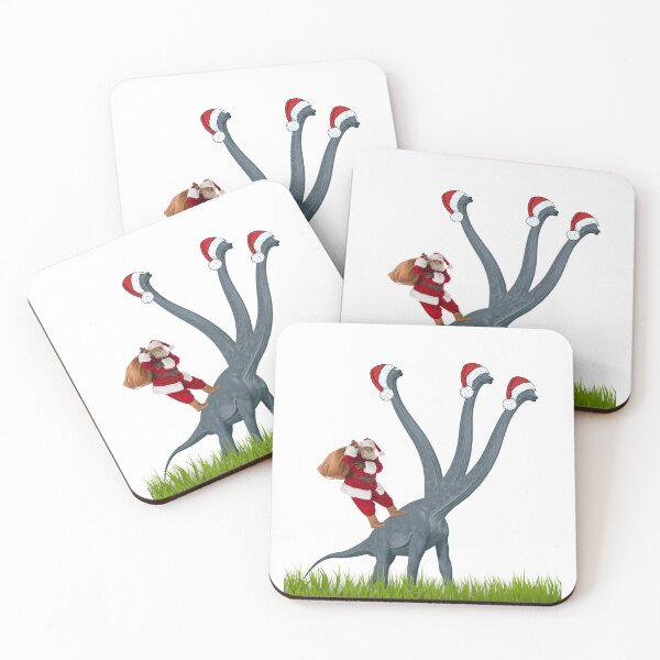 Item preview, Dinosaur Christmas with Santa Claus 3 | 3-necked dinosaur | Merry Xmas designed and sold by CosmicStory.
