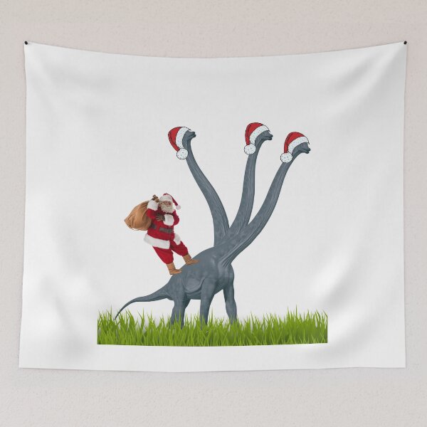 Item preview, Dinosaur Christmas with Santa Claus 3 | 3-necked dinosaur | Merry Xmas designed and sold by CosmicStory.