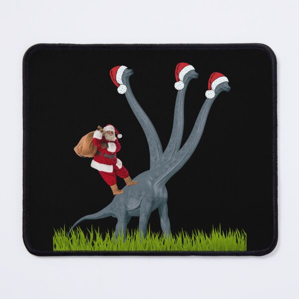 Item preview, Dinosaur Christmas with Santa Claus 3 (in black) | 3-necked dinosaur | Merry Xmas designed and sold by CosmicStory.