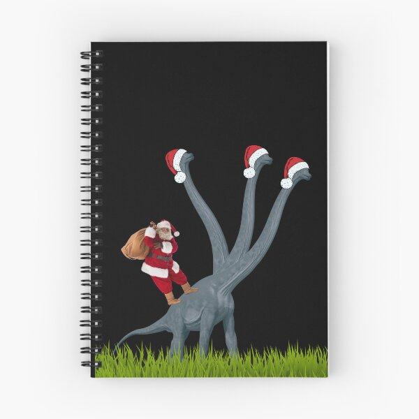 Item preview, Dinosaur Christmas with Santa Claus 3 (in black) | 3-necked dinosaur | Merry Xmas designed and sold by CosmicStory.