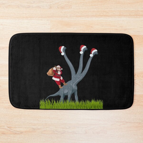 Item preview, Dinosaur Christmas with Santa Claus 3 (in black) | 3-necked dinosaur | Merry Xmas designed and sold by CosmicStory.