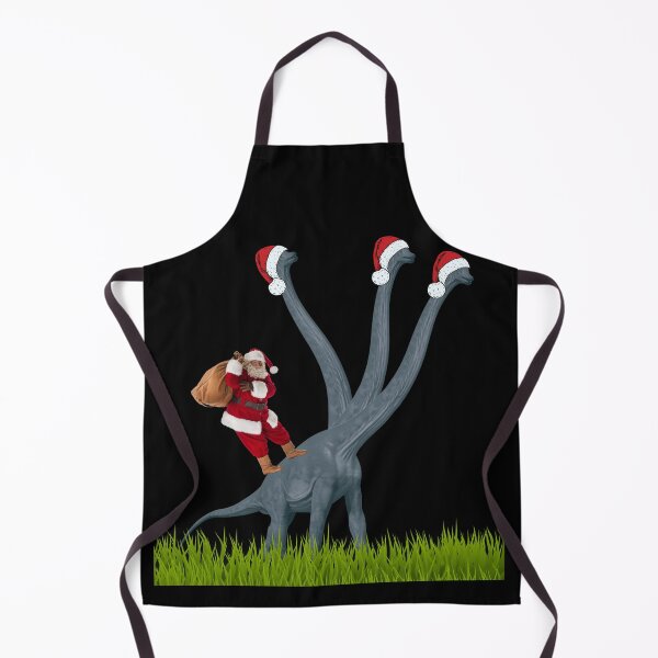 Item preview, Dinosaur Christmas with Santa Claus 3 (in black) | 3-necked dinosaur | Merry Xmas designed and sold by CosmicStory.