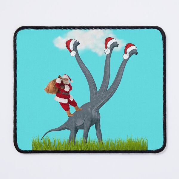 Item preview, Dinosaur Christmas with Santa Claus 3 (in blue) | 3-necked dinosaur | Merry Xmas designed and sold by CosmicStory.