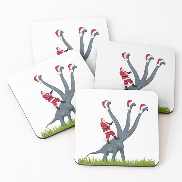 Item preview, Dinosaur Christmas with Santa Claus 4 | 3-necked dinosaur | Merry Xmas designed and sold by CosmicStory.