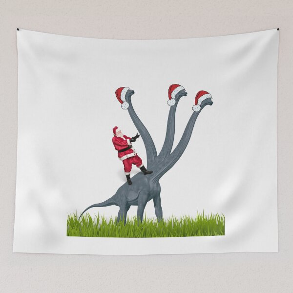 Item preview, Dinosaur Christmas with Santa Claus 4 | 3-necked dinosaur | Merry Xmas designed and sold by CosmicStory.
