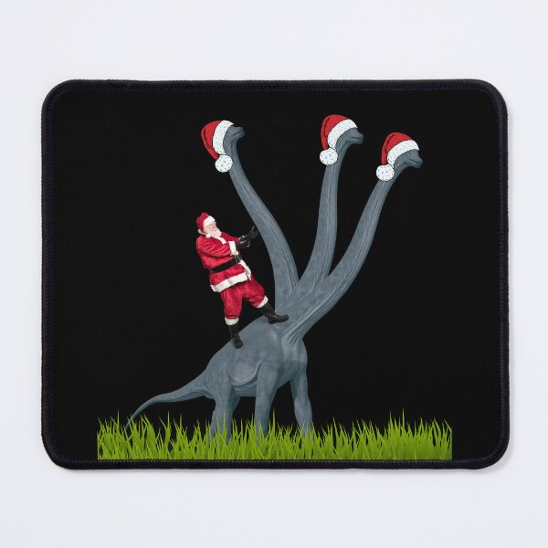 Item preview, Dinosaur Christmas with Santa Claus 4 (in black) | 3-necked dinosaur | Merry Xmas designed and sold by CosmicStory.