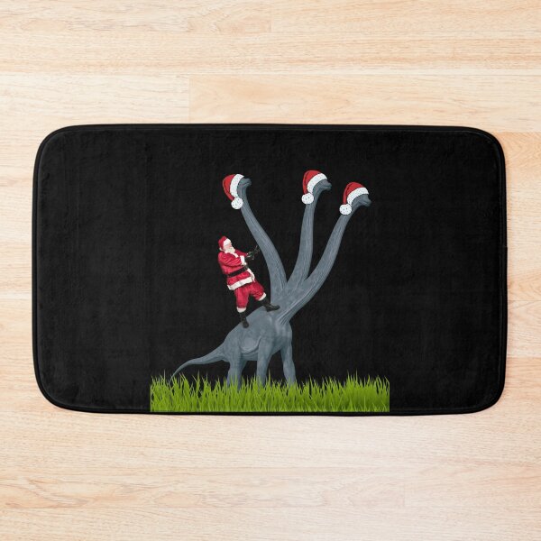Item preview, Dinosaur Christmas with Santa Claus 4 (in black) | 3-necked dinosaur | Merry Xmas designed and sold by CosmicStory.