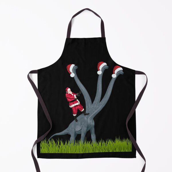 Item preview, Dinosaur Christmas with Santa Claus 4 (in black) | 3-necked dinosaur | Merry Xmas designed and sold by CosmicStory.