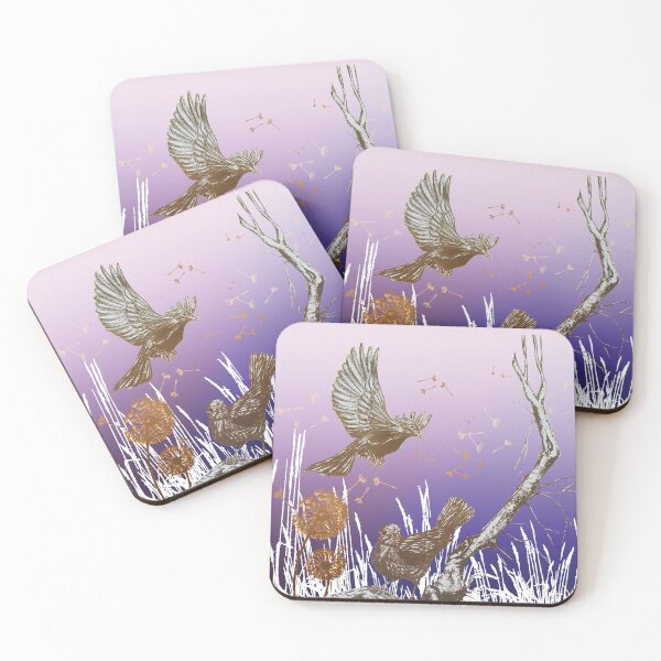 Item preview, Blackbirds on purple background designed and sold by albadawnart.