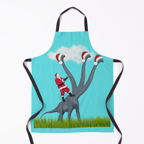 Item preview, Dinosaur Christmas with Santa Claus 4 (in blue) | 3-necked dinosaur | Merry Xmas designed and sold by CosmicStory.