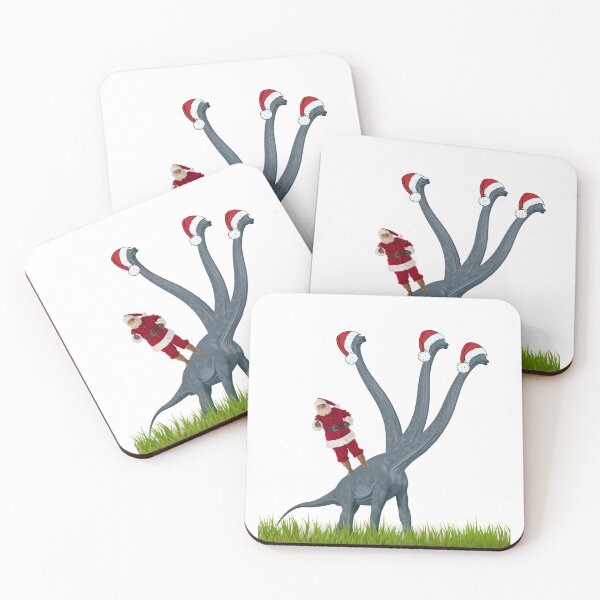 Item preview, Dinosaur Christmas with Santa Claus 5 | 3-necked dinosaur | Merry Xmas designed and sold by CosmicStory.