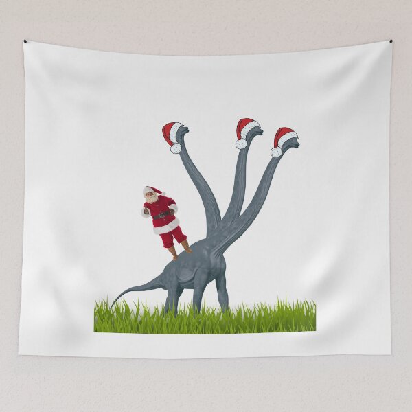 Item preview, Dinosaur Christmas with Santa Claus 5 | 3-necked dinosaur | Merry Xmas designed and sold by CosmicStory.