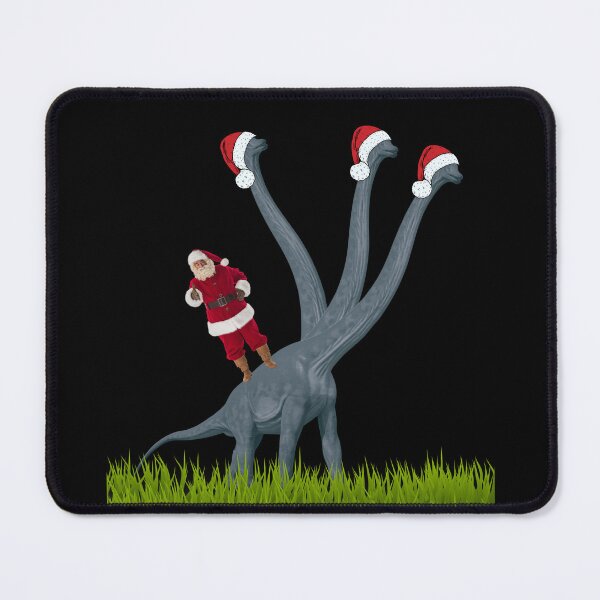 Item preview, Dinosaur Christmas with Santa Claus 5 (in black) | 3-necked dinosaur | Merry Xmas designed and sold by CosmicStory.