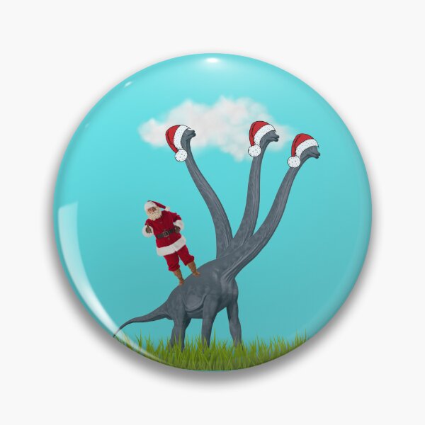 Item preview, Dinosaur Christmas with Santa Claus 5 (in blue) | 3-necked dinosaur | Merry Xmas designed and sold by CosmicStory.