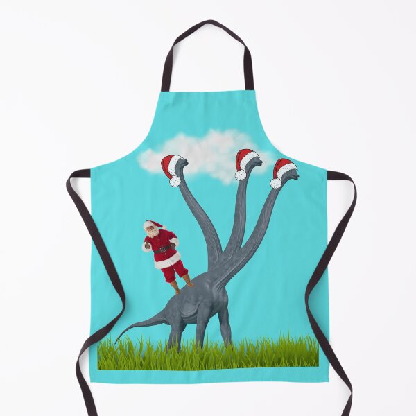 Item preview, Dinosaur Christmas with Santa Claus 5 (in blue) | 3-necked dinosaur | Merry Xmas designed and sold by CosmicStory.
