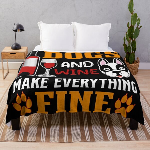 Item preview, Dogs & Wine Make Everything Fine Art Design Draw Street Art Text Phrase Quote designed and sold by BK-Fishing.