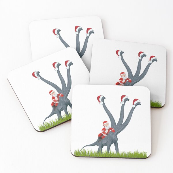 Item preview, Dinosaur Christmas with Santa Claus 6 | 3-necked dinosaur | Merry Xmas designed and sold by CosmicStory.