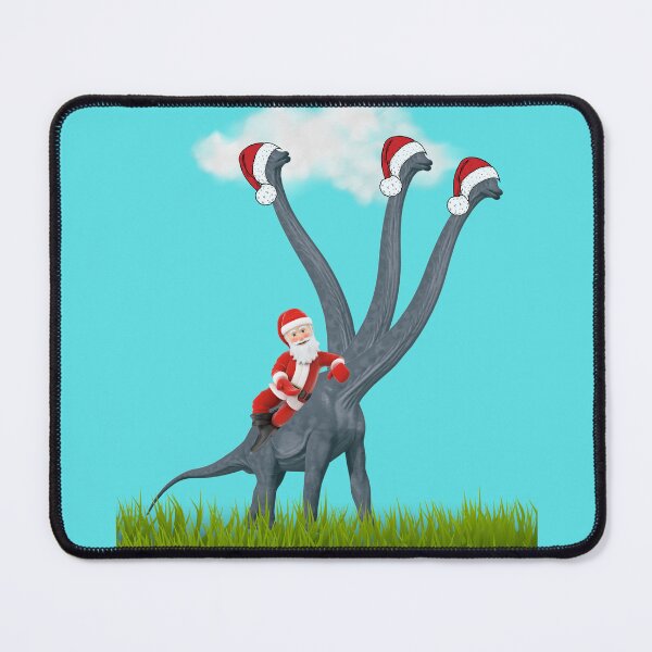 Item preview, Dinosaur Christmas with Santa Claus 6 (in blue) | 3-necked dinosaur | Merry Xmas designed and sold by CosmicStory.