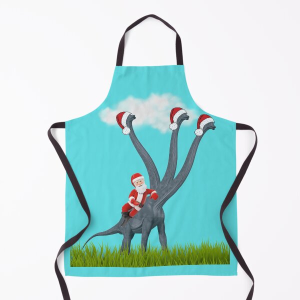 Item preview, Dinosaur Christmas with Santa Claus 6 (in blue) | 3-necked dinosaur | Merry Xmas designed and sold by CosmicStory.