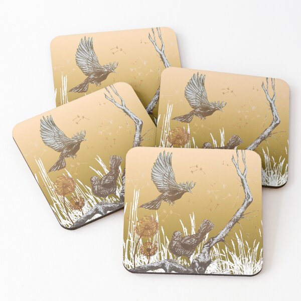 Item preview, Blackbirds on peach background designed and sold by albadawnart.