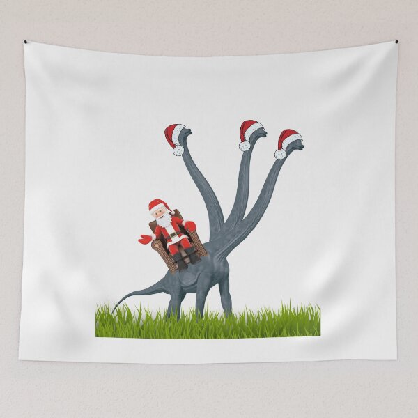 Item preview, Dinosaur Christmas with Santa Claus 7 | 3-necked dinosaur | Merry Xmas designed and sold by CosmicStory.