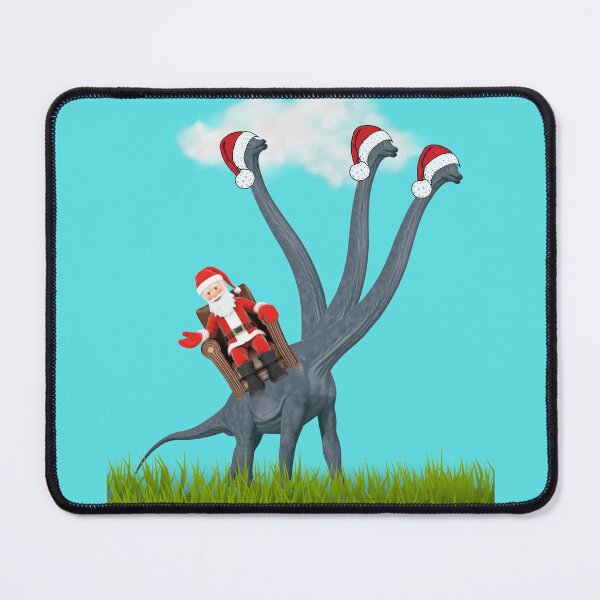 Item preview, Dinosaur Christmas with Santa Claus 7 (in blue) | 3-necked dinosaur | Merry Xmas designed and sold by CosmicStory.