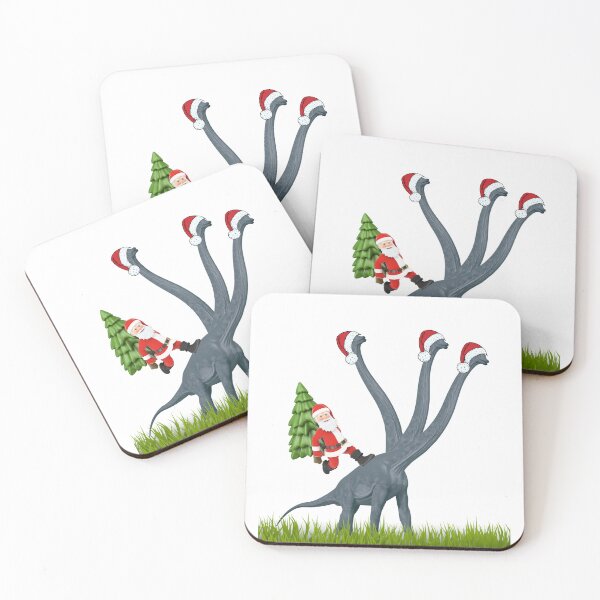 Item preview, Dinosaur Christmas with Santa Claus 8 | 3-necked dinosaur | Merry Xmas designed and sold by CosmicStory.