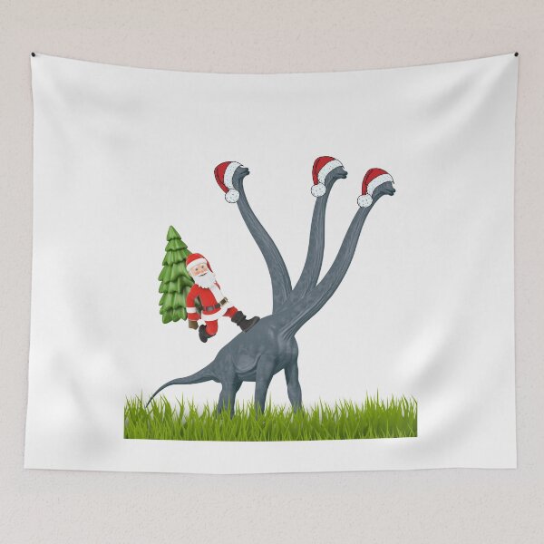 Item preview, Dinosaur Christmas with Santa Claus 8 | 3-necked dinosaur | Merry Xmas designed and sold by CosmicStory.