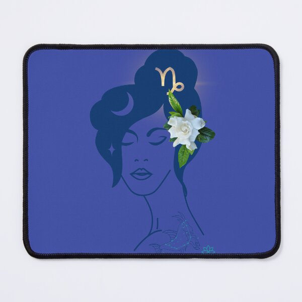 Item preview, Capricorn Goddess Astrology Graphic Print - Midnight Blue, White Rose designed and sold by elevated-aura.