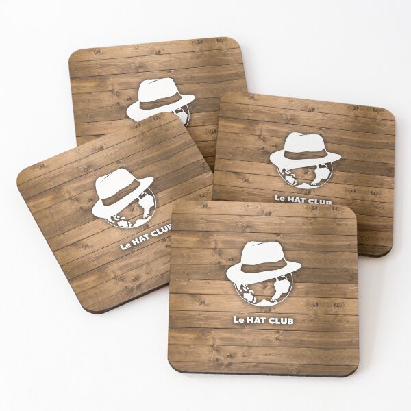 Item preview, The Hat Club | white logo + white text + wood background designed and sold by LuluMeki.