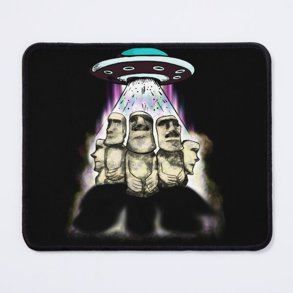 Item preview, Alien invasion conspiracy UFO Moai statue Easter Island flying saucer design designed and sold by Shoppy Vista.