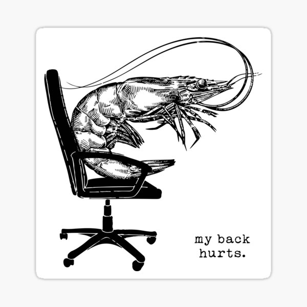 my-back-hurts-office-prawn-sticker-for-sale-by-thejessjones-redbubble