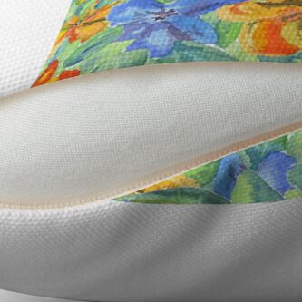 Alternate view of Watercolor Hand-Painted Orange Blue Tropical Flowers Floor Pillow