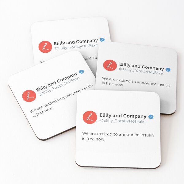 Item preview, Eli Lilly Insulin is Free Now Fake Tweet Parody designed and sold by MillennialMemer.