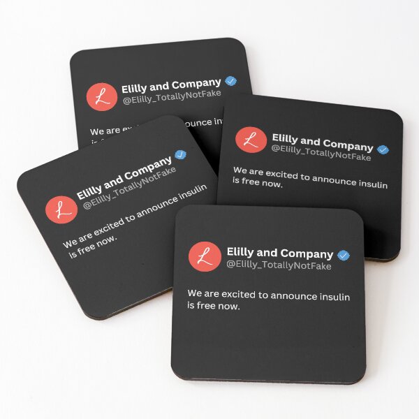 Item preview, Eli Lilly Insulin is Free Now Fake Tweet Parody (white) designed and sold by MillennialMemer.