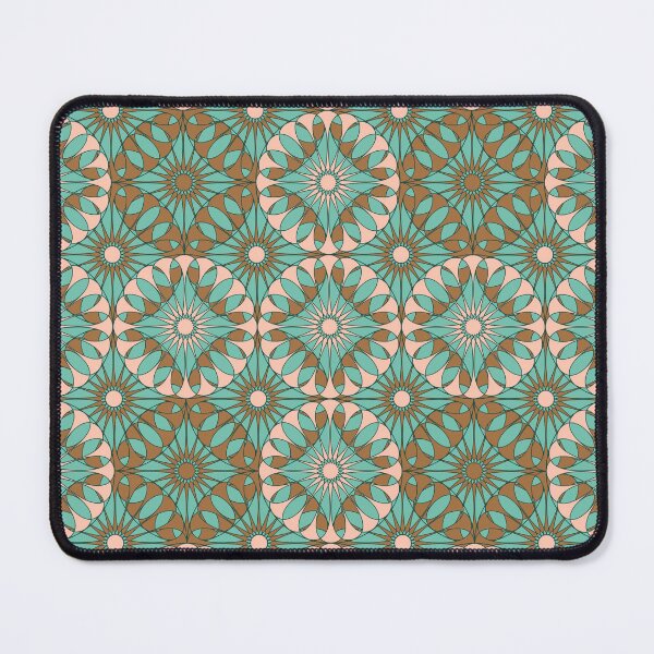 Item preview, Spanish Tile - Entwined - Pink and Bronze on Turquoise designed and sold by MerryMakewell.